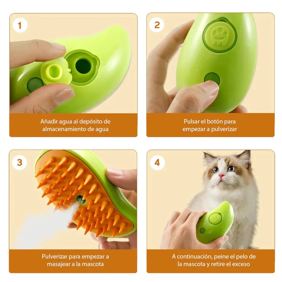 Cepillo Vaporizador 3 en 1 para mascotas